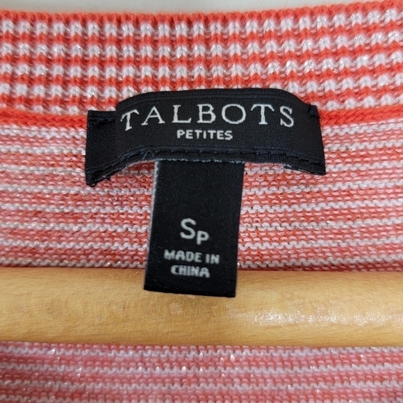 Talbots | Orange & Metallic Gold Button Front Cardigan Sweater - Picture 4 of 6